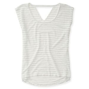 Aeropostale Womens Open-Back V Basic T-Shirt, White, NWT